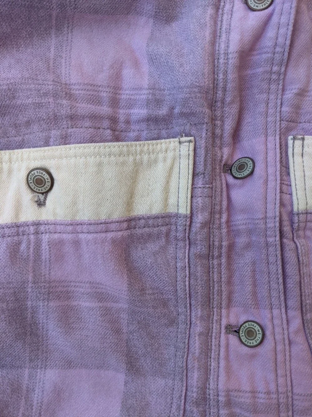 Free People 'We The Free' lilac plaid fleece lined jacket